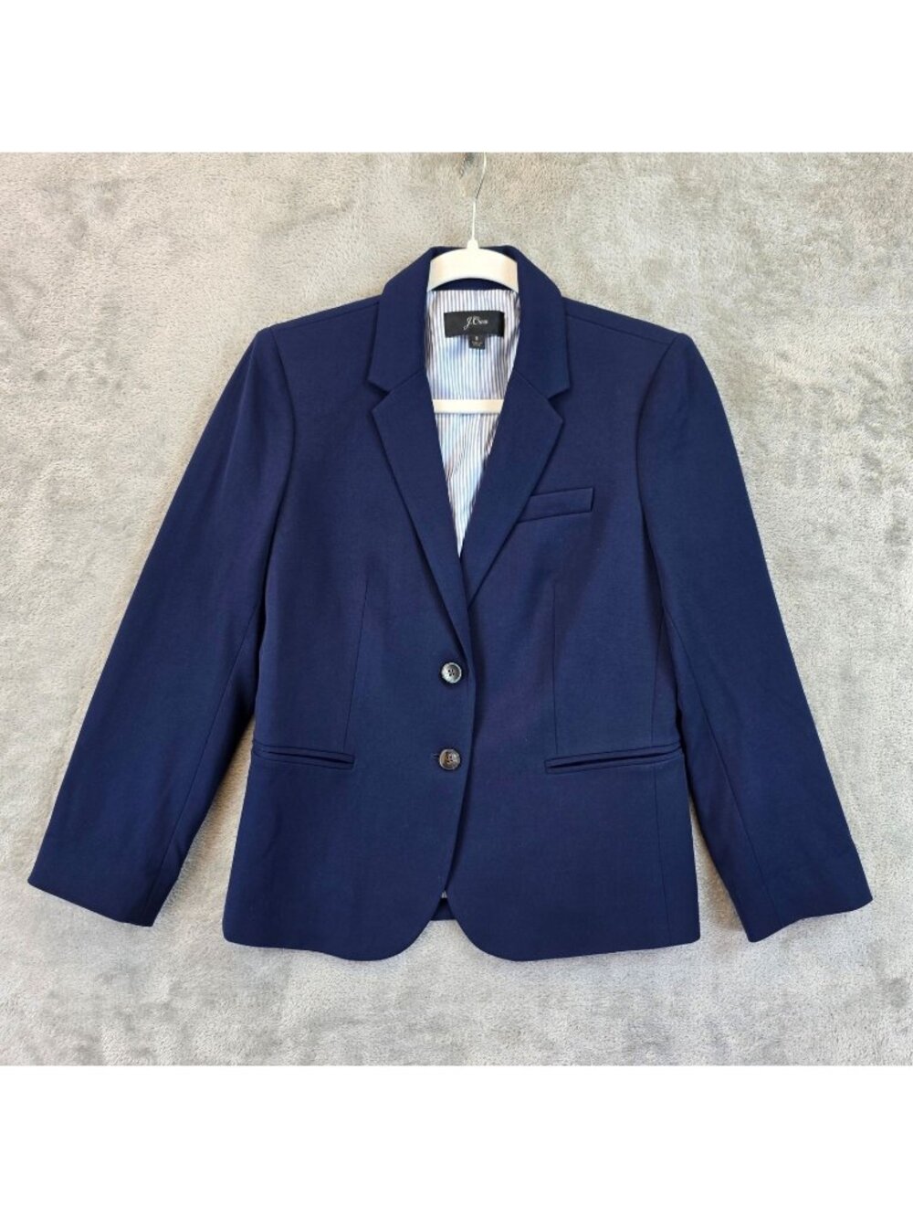 J Crew Blazer Womens Small Navy Blue Two Button Lined Jacket Work Career